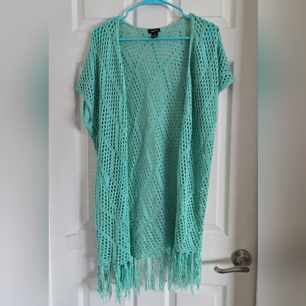 Light Green Knit Cardigan Y2K Vintage